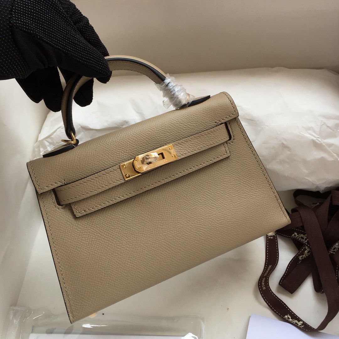 Hermes Kelly Mini II Bag 19CM In Trench Epsom Leather